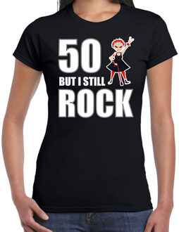 50 but I still rock verjaardag shirt Sarah zwart dames cadeau t-shirt L