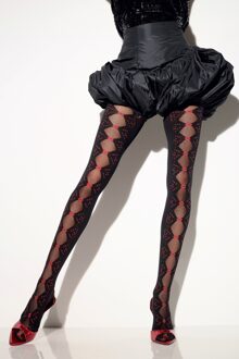 50 Denier Zwarte Panty Transparant/Opaak Geometrisch Dessin-Girardi Giulietta - 42