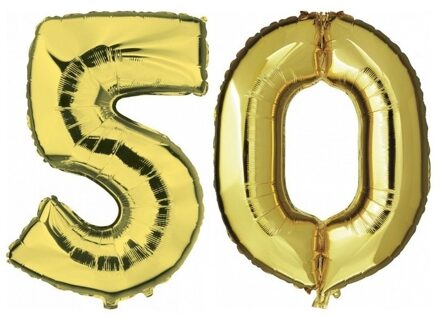 50 jaar leeftijd helium/folie ballonnen goud feestversiering - Ballonnen Goudkleurig