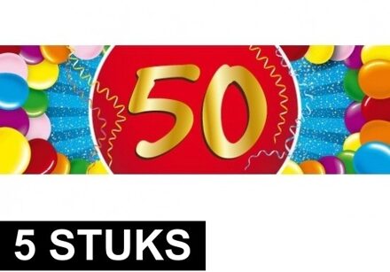 50 jaar leeftijd stickers - 5x - 19 x 6 cm - leeftijd verjaardag versiering - gekleurd Multi
