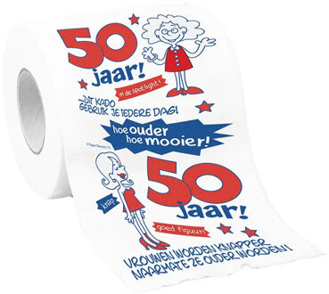 50 Jaar toiletpapier vrouw verjaardagscadeau decoratie/versiering - Fopartikelen Multikleur