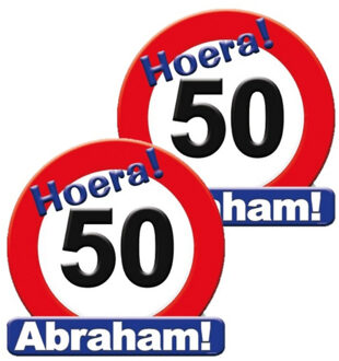 50 jaar verjaardag stopbord - 2x stuks - Dia 50 cm - Leeftijd feestartikelen - verkeersbord - Karton