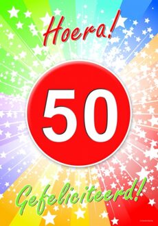 50 jaar verjaardag versiering poster - 59 x 42 cm - feestartikelen - Feestposters Multikleur