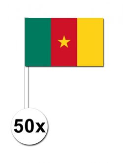 50 Kameroense zwaaivlaggetjes 12 x 24 cm