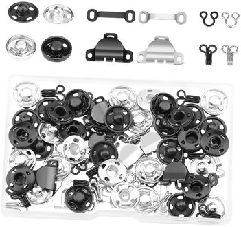 50 Metalen Sluiting Drukknoop Haken En Ogen Naaien Sluitingen Set Tool Kit Ambachten Voor Kleding, Jas, jeans, Tas, Riem, Beha