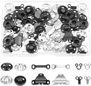 50 Pairs Rok Haken Ogen Naaien Haak Eye Sluitingen Snap Knoppen Set Voor Broek Beha Jassen Tassen Lederen Craft Naaien
