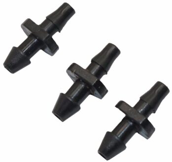 50 pcs 1/8 "prikkeldraad connector dubbele manieren Gebruikt om onze 3/5mm waterleiding tubing samen 3/5mm tuinslang