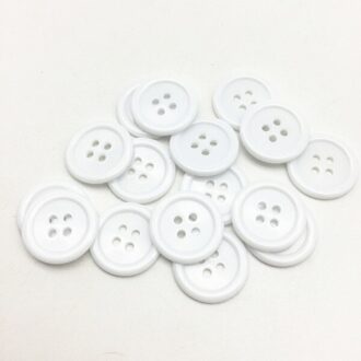 50 pcs 20mm/25mm Zwart of Wit Kleur Hars Knoppen Ronde 4 Gaten Naaien Kledingstuk Accessoires knop wit / 25mm