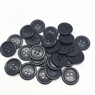 50 pcs 20mm/25mm Zwart of Wit Kleur Hars Knoppen Ronde 4 Gaten Naaien Kledingstuk Accessoires knop zwart / 25mm