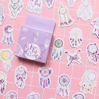 50 pcs /Box Romantic Dreamcatcher Feather Decorative Paper Stickers Decoration