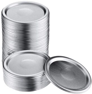 50 Pcs Brede Mond 86 Mm Mason Jar Inblikken Deksels, herbruikbare Lekvrije Split-Type Zilveren Deksels Met Siliconen Afdichtingen Ringen
