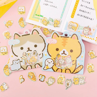 50 pcs Cute Bread Cat Decorative Kawaii Japanese Stationery Stickers Scrapbooking DIY Diary Album Stick Lable
