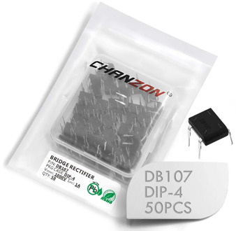 50 Pcs DB107 Bridge Rectifier Diode 1A 1000V DIP-4 (DB-1) Single Phase Full Wave 1 Amp 1000 Volt DB 107 Silicon