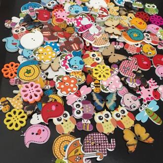 50 Pcs Dier Houten Scrapbooking Kleding Decoratieve Knoppen Voor Diy Ambachten Naaien Accessoires Vlinder Uil Knoppen