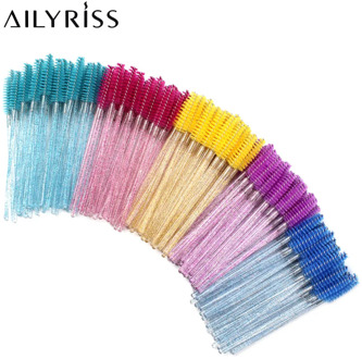 50 PCS Disposable Crystal Eyelashes Brushes Mascara Wands for Grafting Eyelash Curling Comb Lash Extension Makeup Supplies
