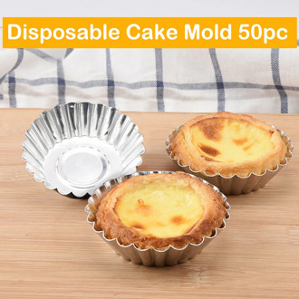 50 PCS Egg Tart Aluminum Cupcake Cake Cookie Lined Mold Mould Tin Baking Tool Kitchen dessert tool Baking Tools Hot #25