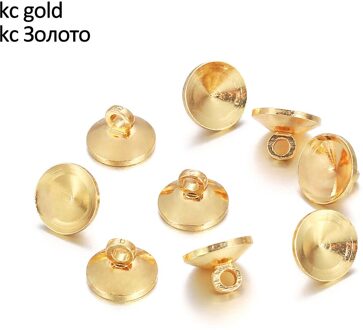 50 Pcs End Caps Kralen Hanger Connector Cap Bal Caps Fitting Ronde Kralen Hangers Diy Ketting Bevindingen Sieraden Accessoires KC goud / 6mm x50pcs