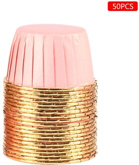 50 Pcs Folie Cupcake Wrapper Papier Goud Zilver Cupcake Liner Baking Cups Lade Case Bruiloft Caissettes Muffin Cupcake Papier Cup roze goud