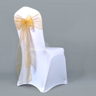50 Pcs Gold 275 Cm Sheer Organza Voorzitter Sjerpen Bow Cover Wedding Party Xmas Verjaardag Douche Decoratie