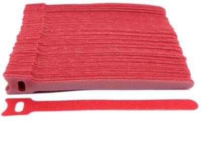 50 Pcs Herbruikbare Nylon Band Klittenband Kabel Cord Ties Tidy Organizer Duurzaam Voor Usb Lijn Datakabel Earphione draad rood