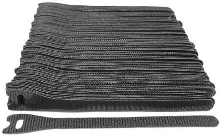 50 Pcs Herbruikbare Nylon Band Klittenband Kabel Cord Ties Tidy Organizer Duurzaam Voor Usb Lijn Datakabel Earphione draad zwart