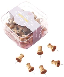 50 Pcs Hout Push Pins, Standaard, Houten Duim Kopspijkers Decoratieve Voor Kaart Foto 'S Kalender Home Office Met Doos