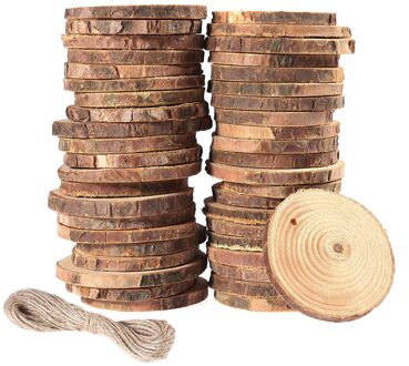 50 pcs Hout Ronde Cirkel Plakjes Boomschors Log Plakjes voor DIY Craft Photo Props Kerst Ornanments Bruiloft 5-6CM