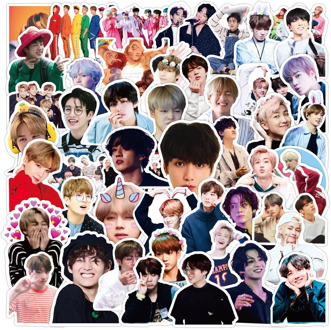 50 Pcs Korean Kpop Star Bangtan Boys Waterproof Graffiti Stickers for Luggage Laptop Fridge Car DIY Idols Decals Fans Toys
