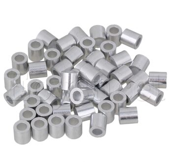 50 pcs M4 Ronde Gaten Adereindhulzen Draad Touw Aluminium Klemmen Mouwen Clip Zilver