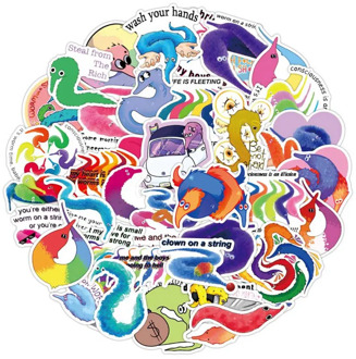 50 Pcs Magic Worm On A String Meme Waterproof Stickers Guitar Laptop Skateboard Bike Luggage Graffiti Sticker Decal Kids Toys