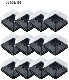 50 Pcs Mini Vierkante Maan Cake Container Bruiloft Gunst Dozen 50G Mooncake zwart