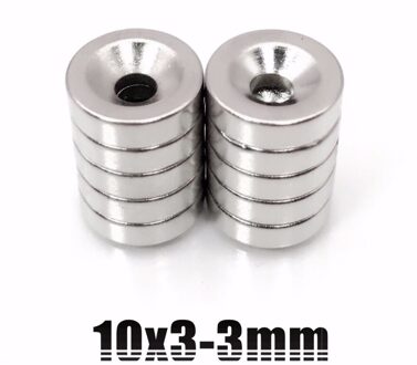 50 pcs N35 Super Strong Ronde Neodymium Verzonken Ring Magneten 10mm x 3mm Gat: 3mm Zeldzame Aarde 10*3mm 10x3mm