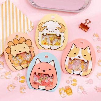 50 Pcs/pack Cartoon Animal Series Dog Fox Lion Sheep PVC Paper Stickers DIY Diary Label Sticker Album Scrapbooking Stationery