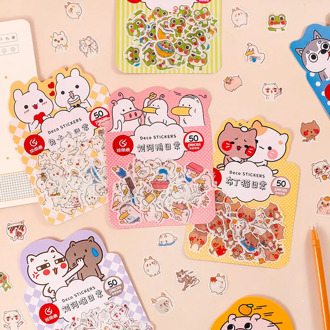 50 pcs/pack Kawaii Cartoon cat dog Decorative cute Stationery Stickers Scrapbooking DIY Diary Album Funny duck Stick Lable