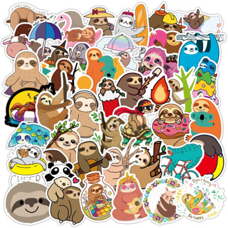 50 pcs/set Cute Lazy Sloths Waterproof Stickers Scrapbooking DIY Journaling Diary Stationery Stickers Travel Luggage Sticker