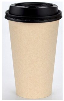 50 Pcs Simple Pure Kleur Disposbale Coffe Cup Enkele Laag Dikke Melk Drinken Thee Papier Cup Takeaway Pakketten Met cover cup en lid3 / 500ml 16oz 50stk