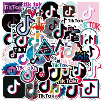50 Pcs TikTok Logo Graffiti Stickers DIY Laptop Luggage Car Water Cup Helmet Waterproof Stickers For Kids Children Classic Toys