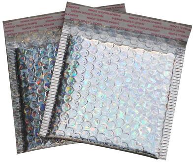 50 Pcs Verpakking Bubble Mailers Zwart Papier Gevoerde Enveloppen Bag Bubble Mailing Envelop Tas 15*13 Cm + 4 Cm laser zilver