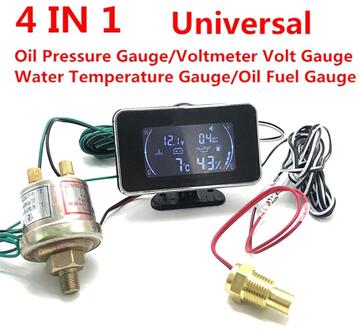 50% Sales! 4 In 1 Lcd Digitale Olie Druk Voltmeter Water Temperatuur Olie Brandstofmeter