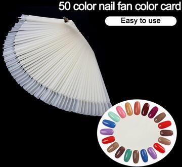 50/Set Nail Art Tips Toon Practice Sticks Fan Vormige Nagellak Stalen Nail Kleur Sample Nail Art Gereedschap levert