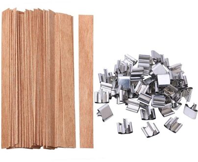 50 Set Natuurlijke Kaars Wieken, 131.3Cm Houten Natuurlijke Milieu Kaars Cores Met Ijzer Stand Voor Kaarsen Maken