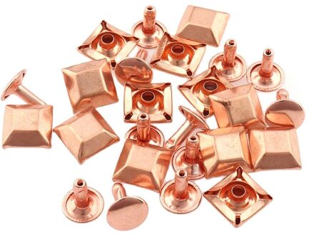 50 Sets Rose Gold Piramide Vierkante Basis Spikes Punk Kledingstuk Klinknagel Cap Stud Voor Hoed Jeans Schoenen Lederen Cap Zak diy Ambachtelijke Accessoire