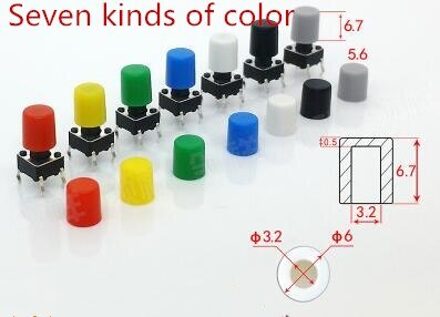 50 STKS 7 soorten kleur 6*6 Plastic touch schakelaar cap Beschermen Cover key Caps Ash