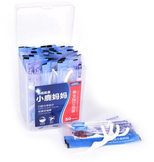 50 Stks/doos Tanden Reinigen Dental Floss Interdentale Borstel Tanden Stick Tandenstokers Dental Flossers Pick Mondhygiëne Fawn Mum