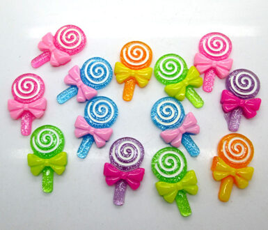 50 stks Gemengde Lollipop Resin Kralen Decoratie Ambachten Plaksteen Cabochon Scrapbooking Fit Phone Embellishments Diy Accessoires