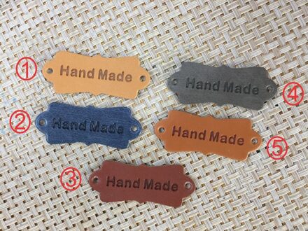 50 stks hartvorm hand gemaakt PU lederen Labels 20mm * 50mm jas label kledingstuk accessoires