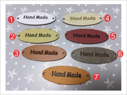 50 stks Ovale vorm hand made PU lederen Labels 40mm * 10mm jas label kledingstuk accessoires