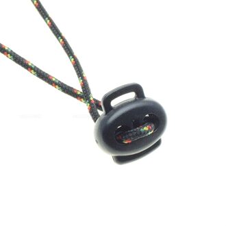 50 stks/pak 2 Gaten & Singels Gat Cord Lock Stopper Plastic Toggle Clip Zwart Maat: 19mm * 19mm * 6mm