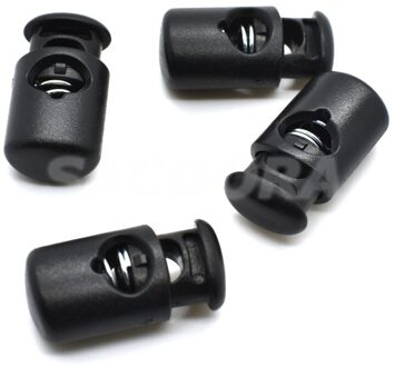 50 stks/pak Cord Lock Stopper Plastic Vat Lente Toggle Zwart 28mm * 14.5mm * 11mm Voor Tassen/kledingstukken