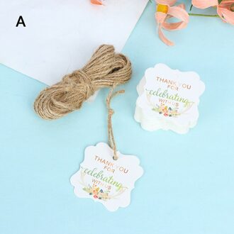 50 Stks/pak Diy Cadeau Papier Tags Gewei Bloemen Tag Dank U Label Wedding Party Papier Hang Tags Prijs Label Hang tag Kaarten